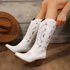 European And American New Retro Embroidered Western Cowboy Boots